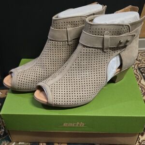 Earth Women's Perforated Peep Toe Booties - Beige